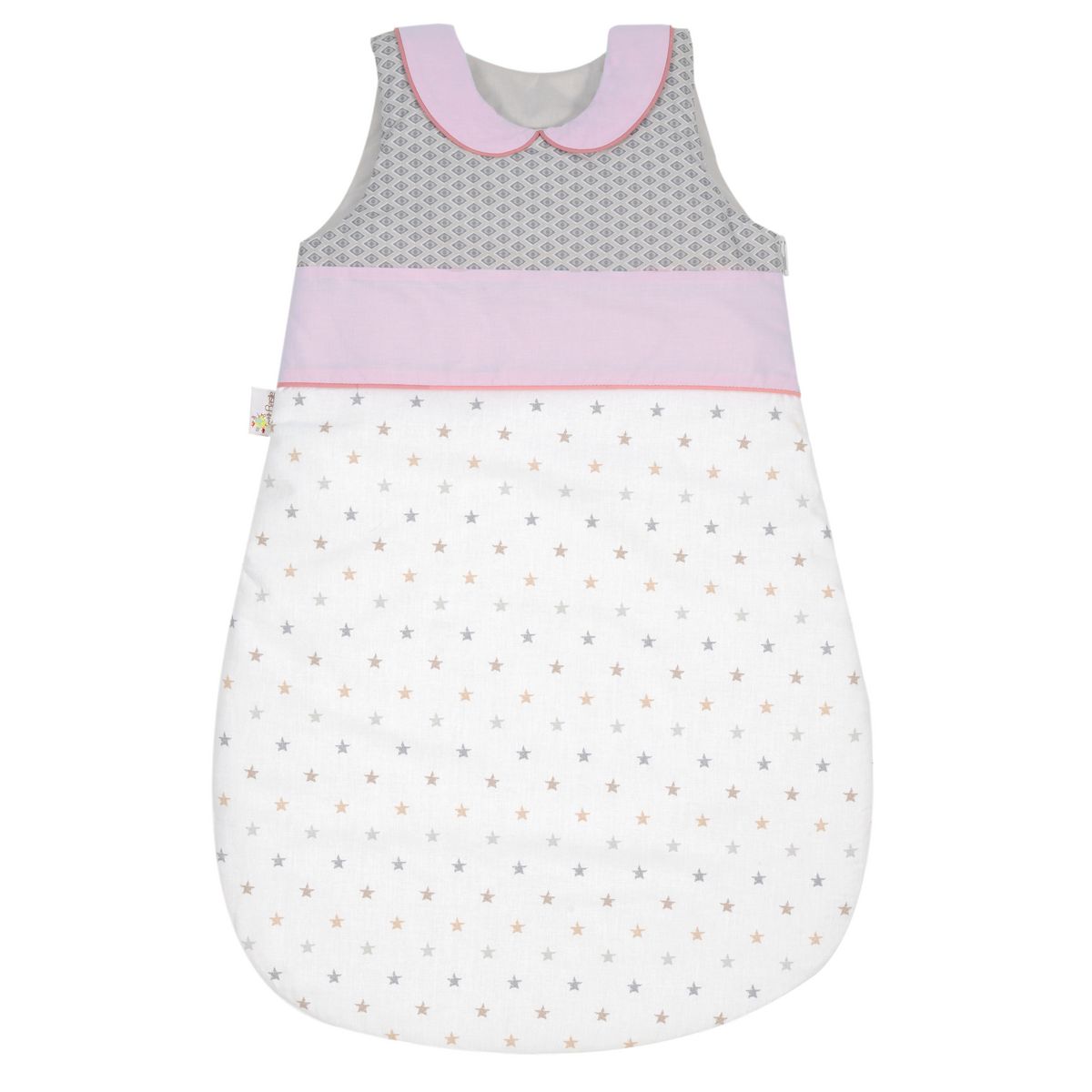 PTIT BASILE Gigoteuse coton bio gris et rose thème Claudine 