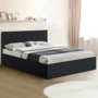 Voir la diapositive 4 : ID MARKET Lit coffre double AUSTIN avec tête de lit et sommier 140 x 190 cm PVC noir