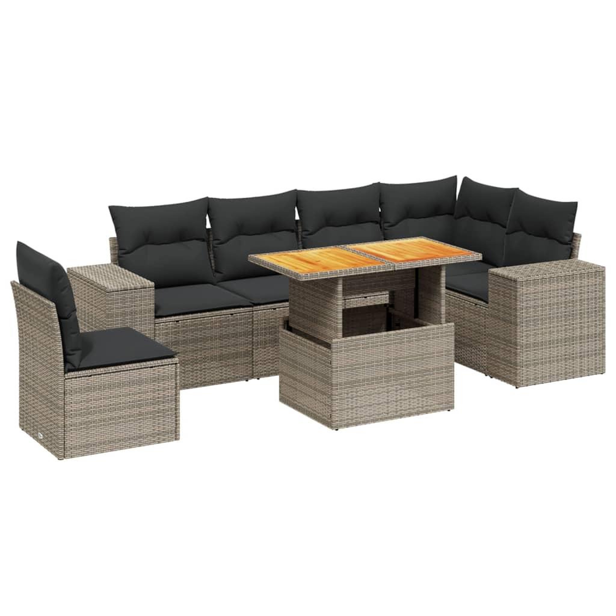 Voir la diapositive 2 : VIDAXL Salon de jardin avec coussins 7 pcs gris resine tressee
