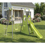 Voir la diapositive 2 : Habitat et Jardin Portique de jeu métal avec toboggan  Dany - 5 agrès - Vert
