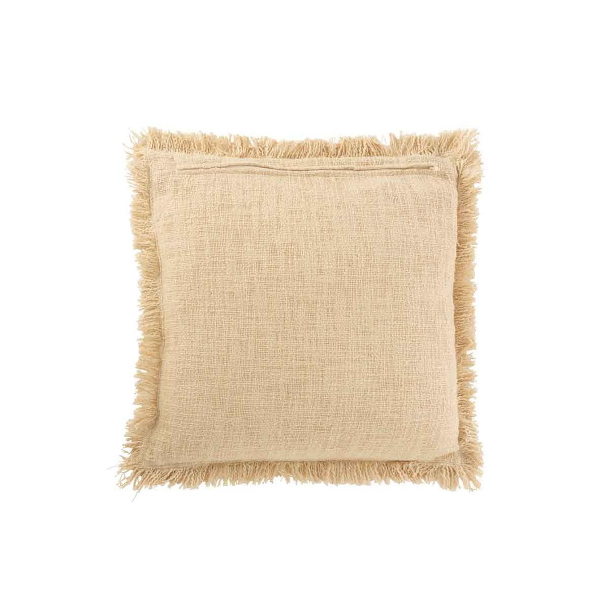 Voir la diapositive 2 : J-LINE Coussin déco  franges velours  45x45cm beige