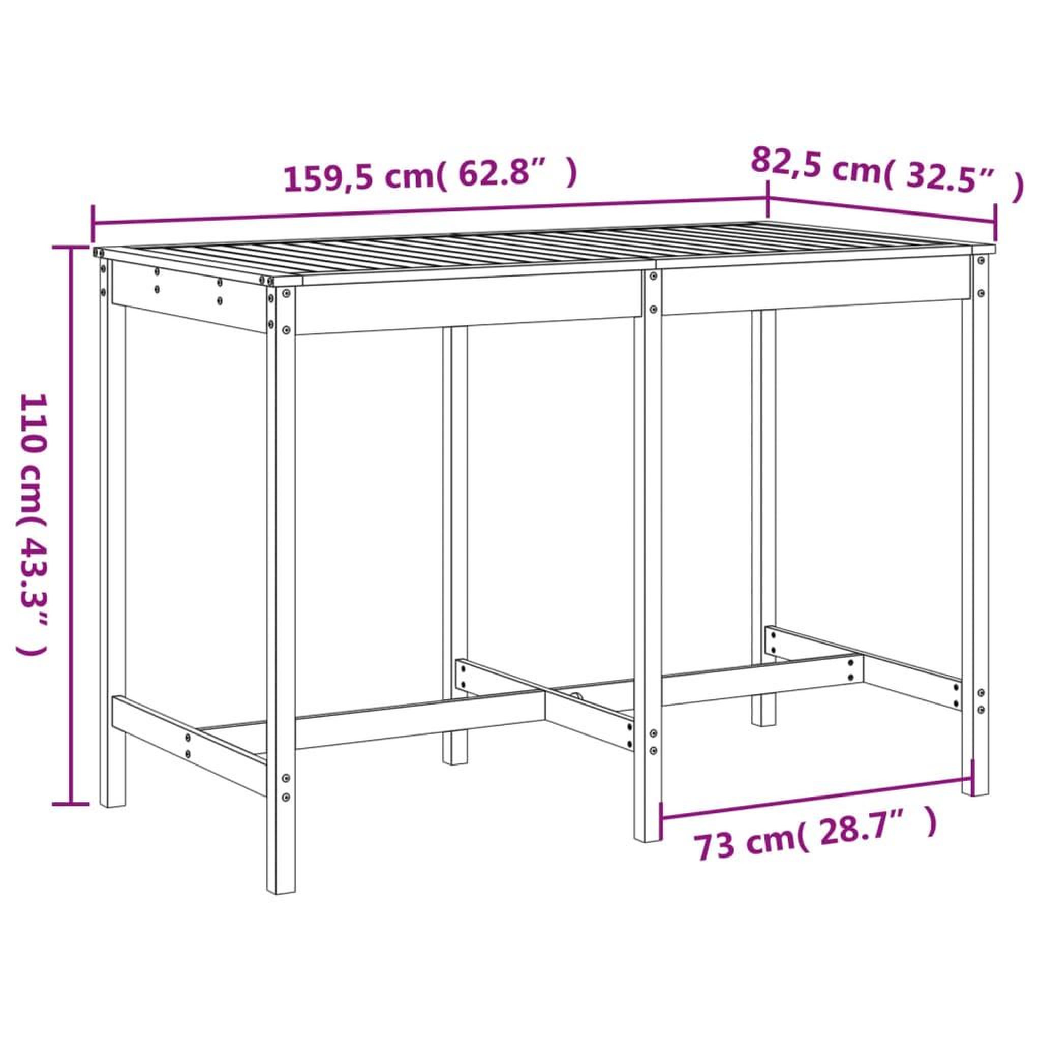 Voir la diapositive 6 : VIDAXL Ensemble de bar de jardin 7 pcs Bois de pin massif