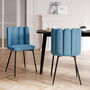 Voir la diapositive 2 : MAISON PAVANE Lot de 2 chaises en velours bleu et pieds en métal noir-Rosy