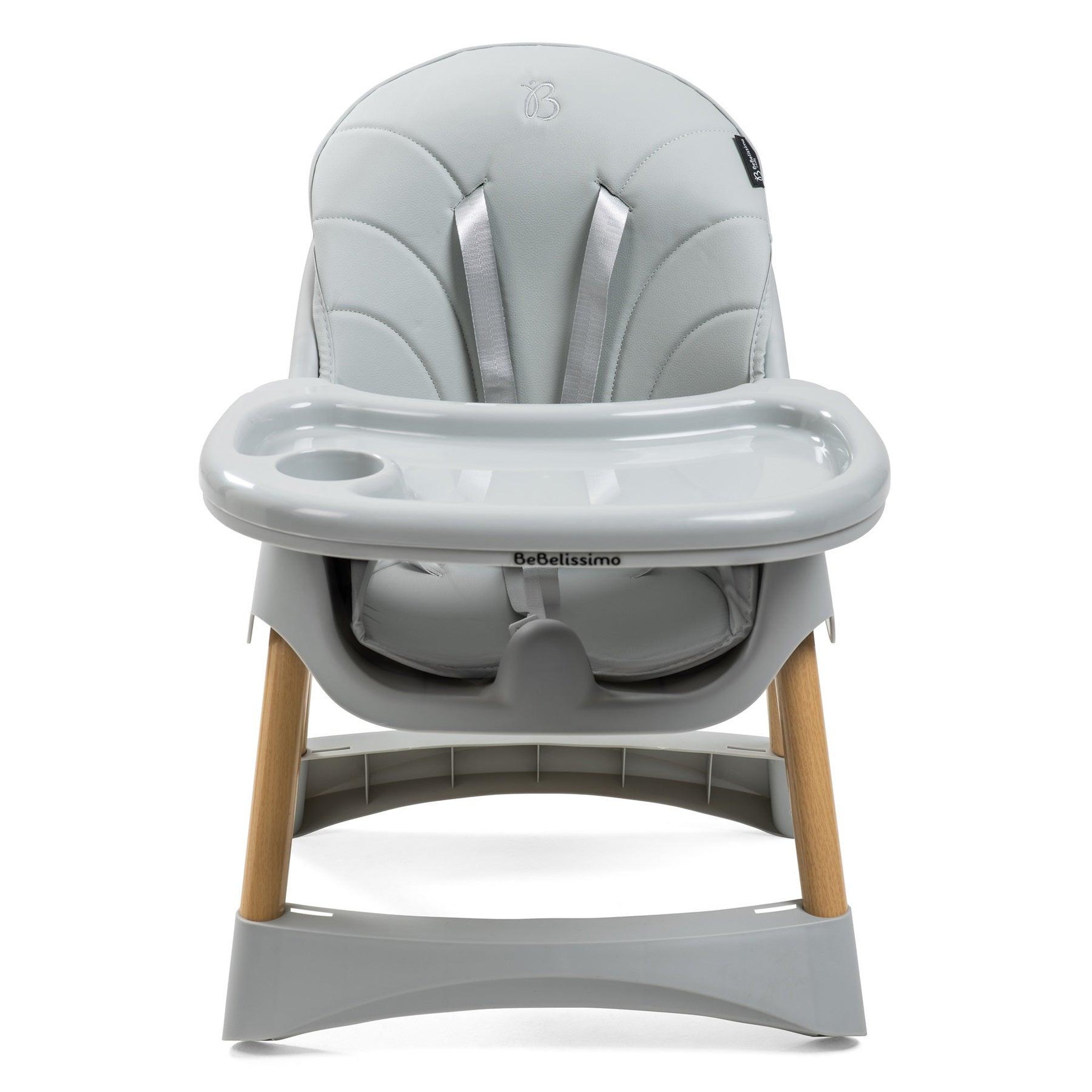 Voir la diapositive 2 : BEBELISSIMO Chaise haute 2 en 1 - Evolutive - Réglable - Pliable - gris - woodie