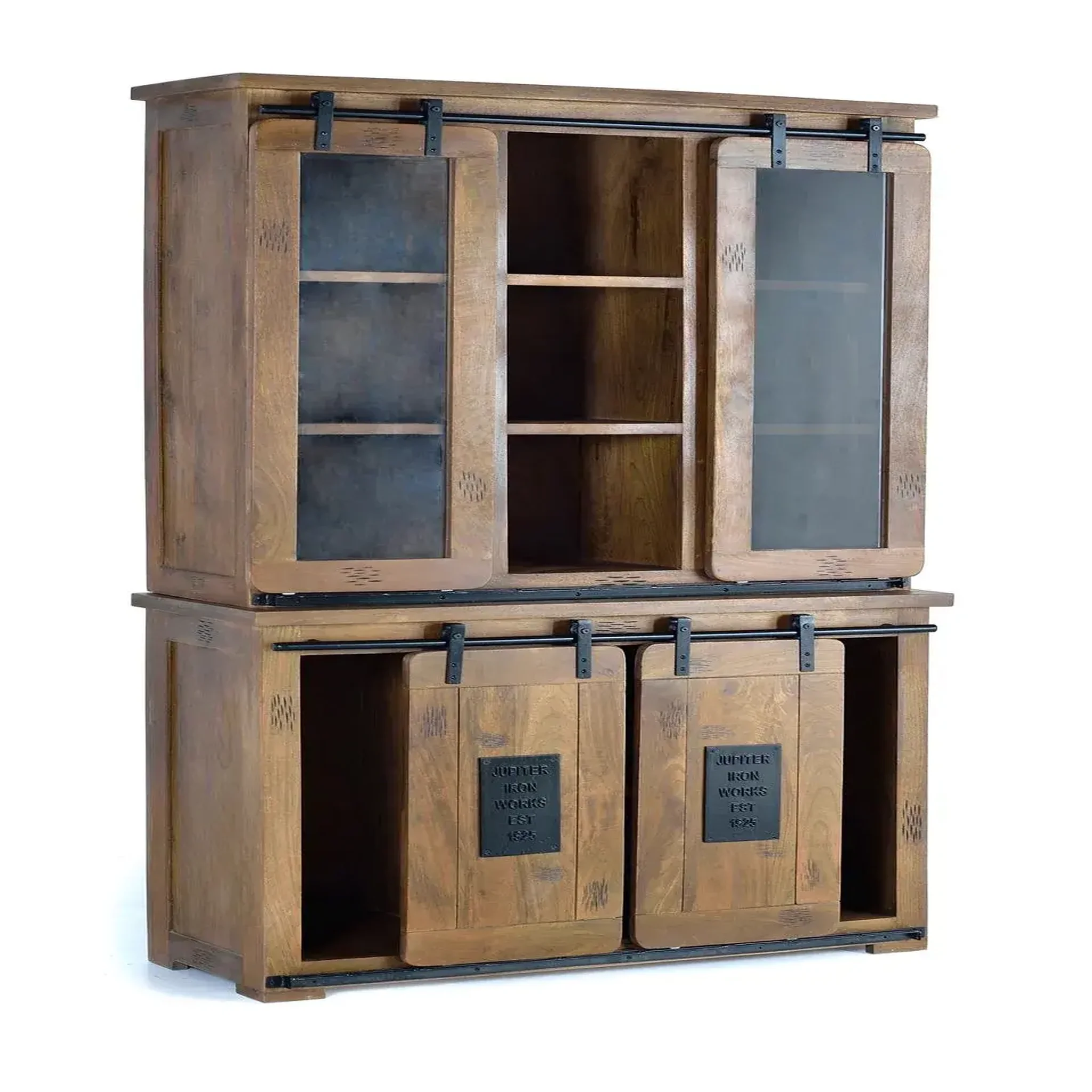 Voir la diapositive 4 : GINER Y COLOMER SL Vaisselier en bois de manguier 120 cm style industriel
