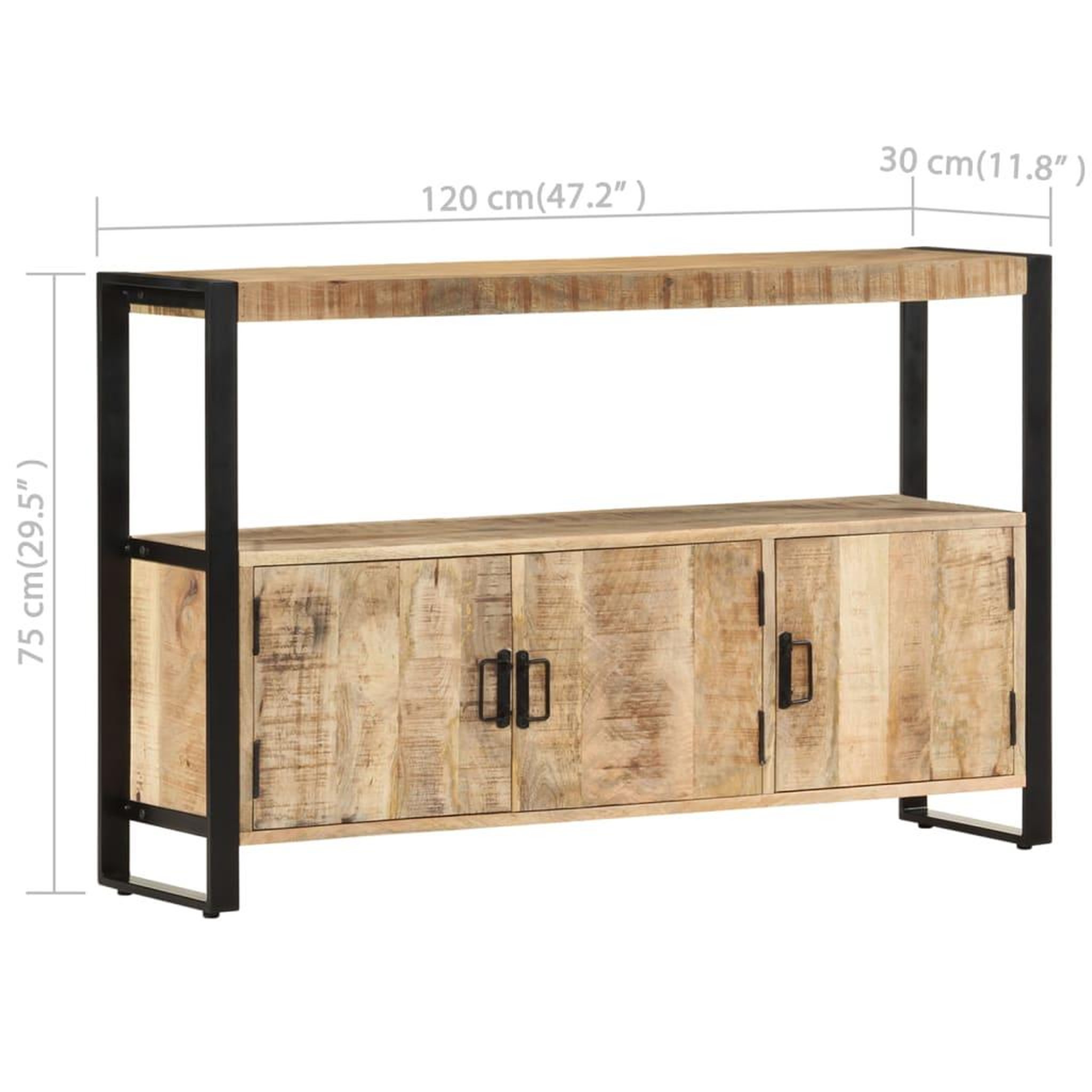 Voir la diapositive 6 : VIDAXL Armoire laterale 120x30x75 cm bois de manguier solide