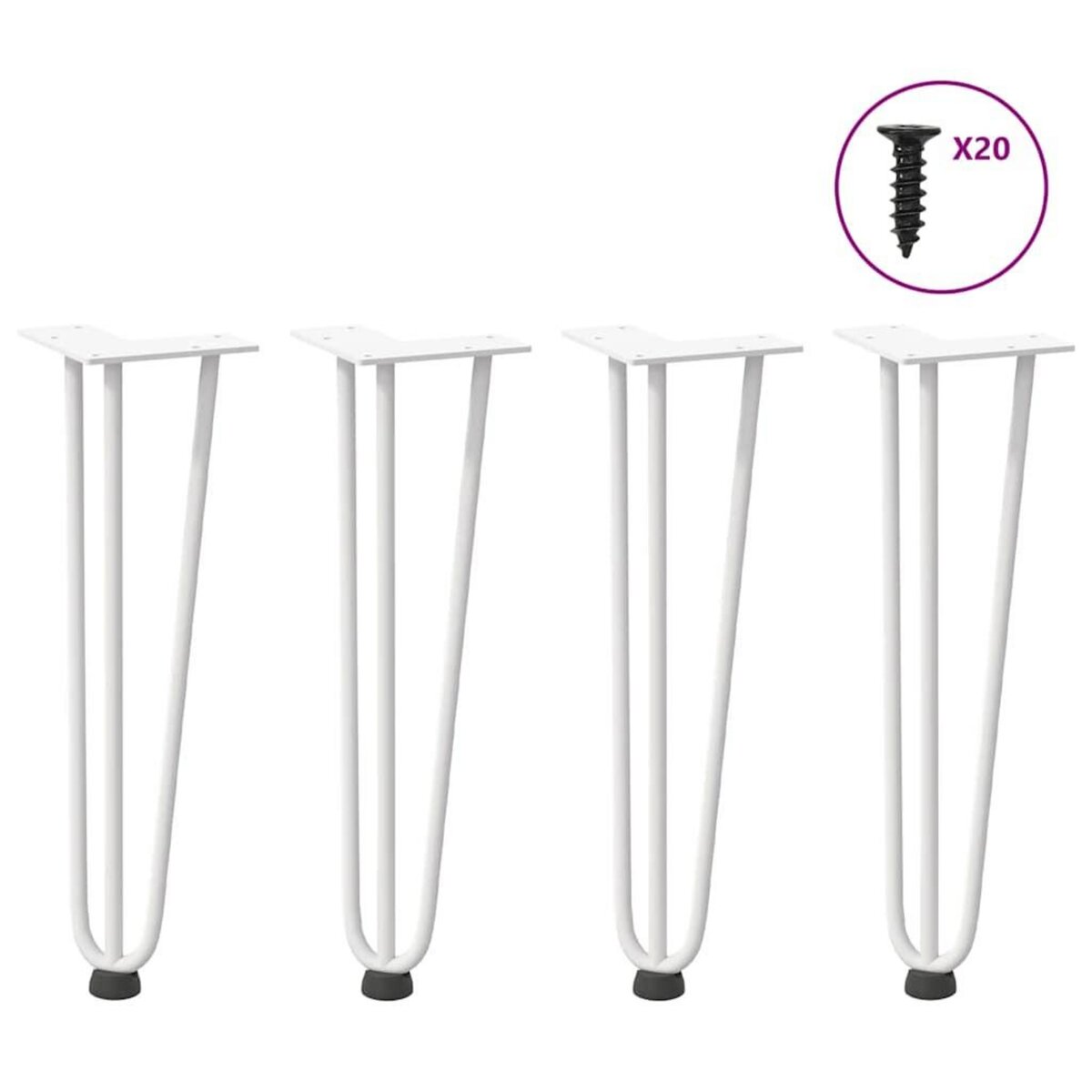 VIDAXL Pieds de table en forme d'epingle a cheveux 4 pcs blanc 42 cm