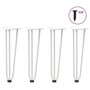 Voir la diapositive 1 : VIDAXL Pieds de table en forme d'epingle a cheveux 4 pcs blanc 42 cm