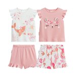 Petit Béguin Lot de 2 pyjamas enfant manches courtes Bahamas. Coloris disponibles : Rose