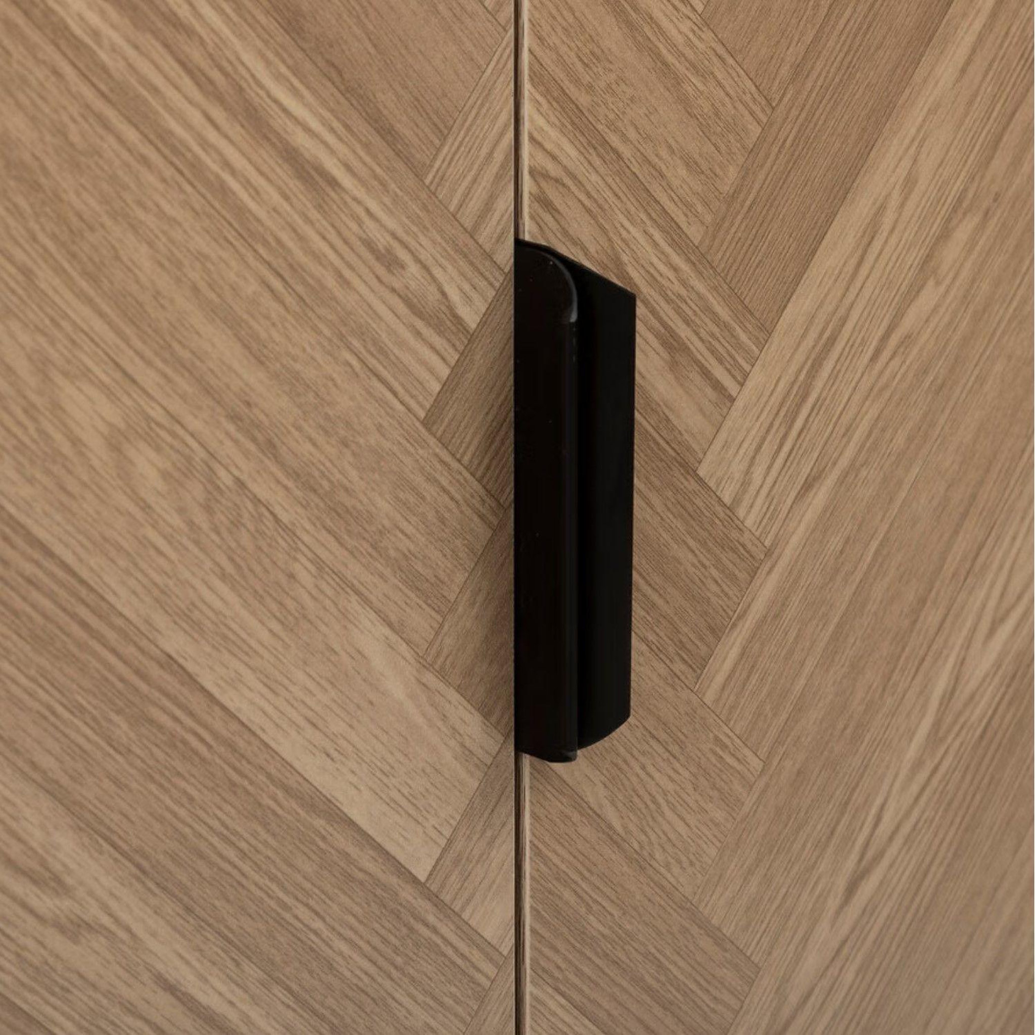 Voir la diapositive 6 : FIVE Buffet 2 portes en bois et métal chevrons - beige et noir