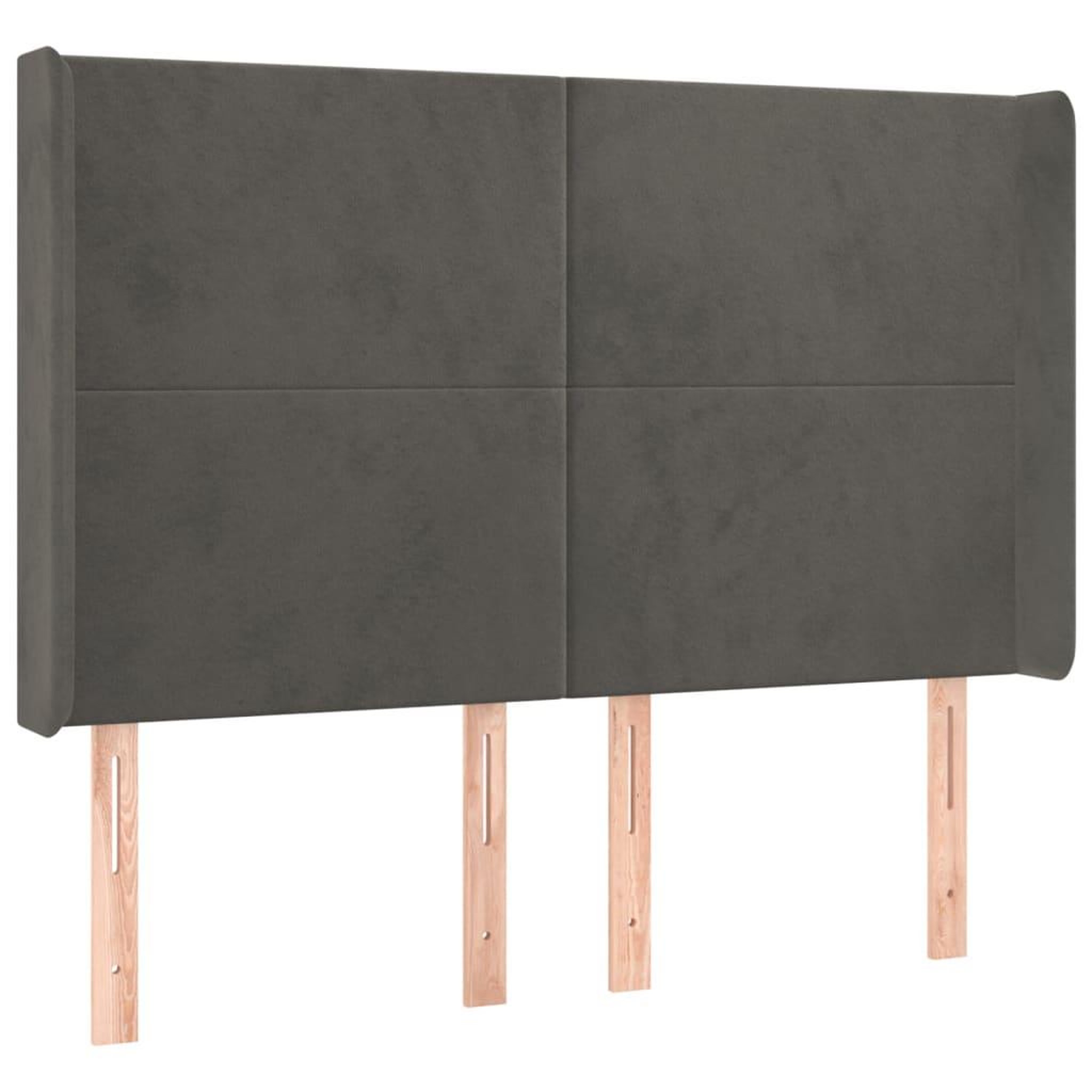 Voir la diapositive 2 : VIDAXL Tete de lit avec oreilles Gris fonce 147x16x118/128 cm Velours