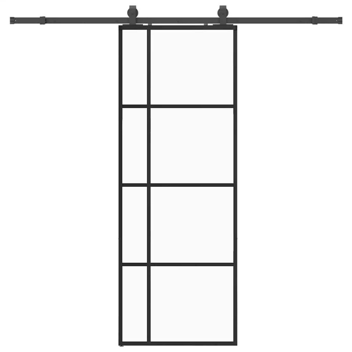 VIDAXL Porte coulissante kit de quincaillerie noir 76x205 cm verre ESG