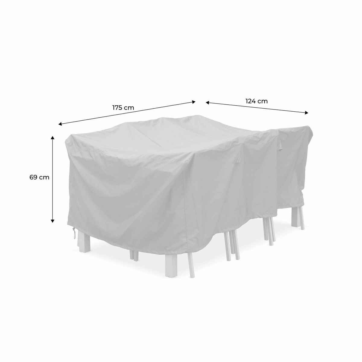 SWEEEK Housse de protection 175x124cm gris foncé - Bâche rectangulaire en polyester enduit PA pour tables de jardin Chicago et Bergamo
