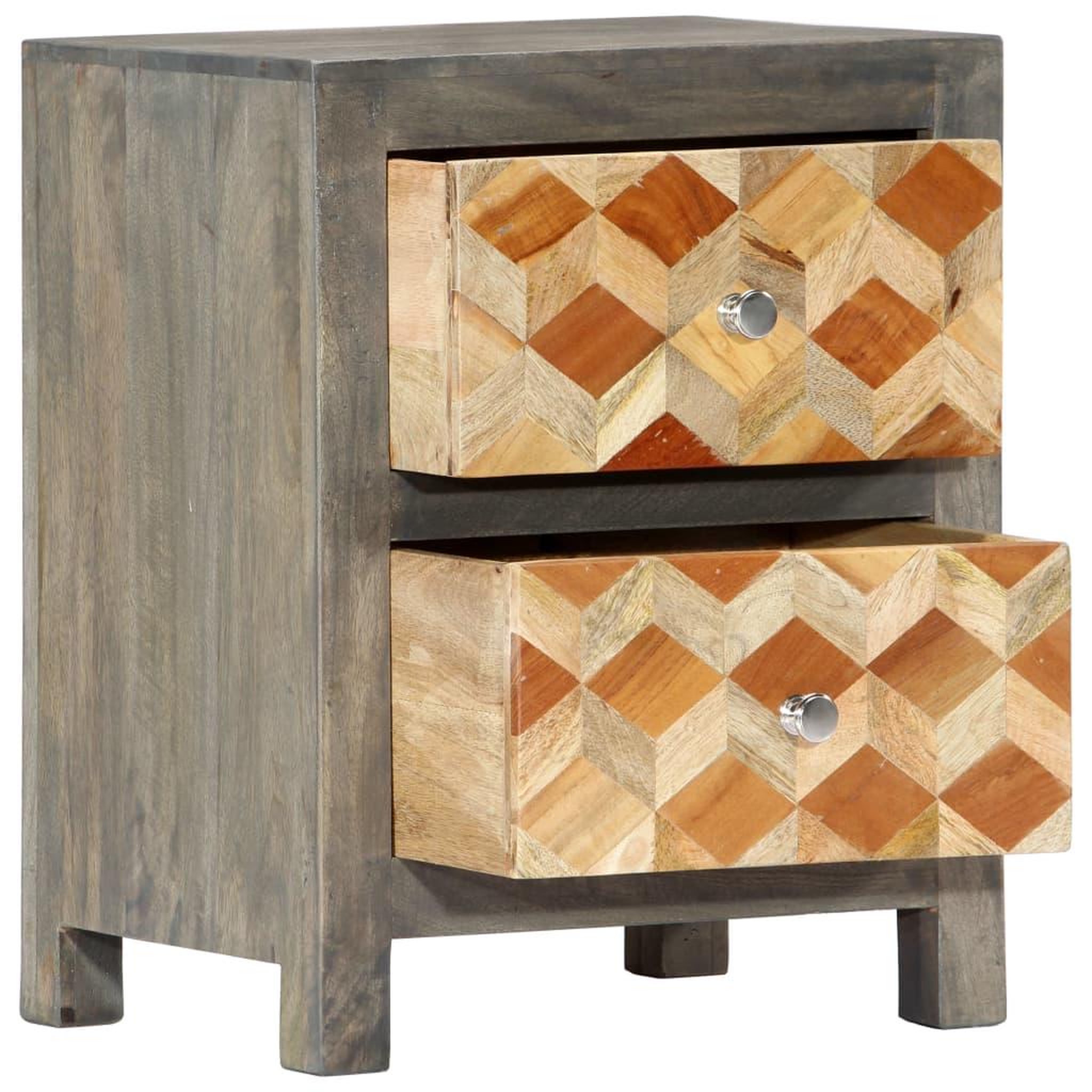 Voir la diapositive 3 : VIDAXL Table de chevet gris 40x30x50 cm bois de manguier massif