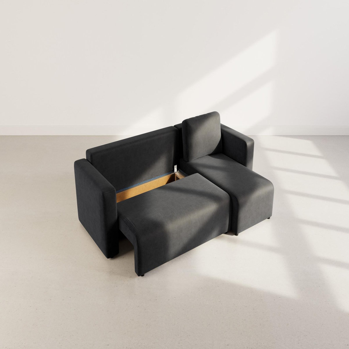 BEST MOBILIER Canopy - canapé d'angle réversible 4 places convertible avec coffre en velours côtelé