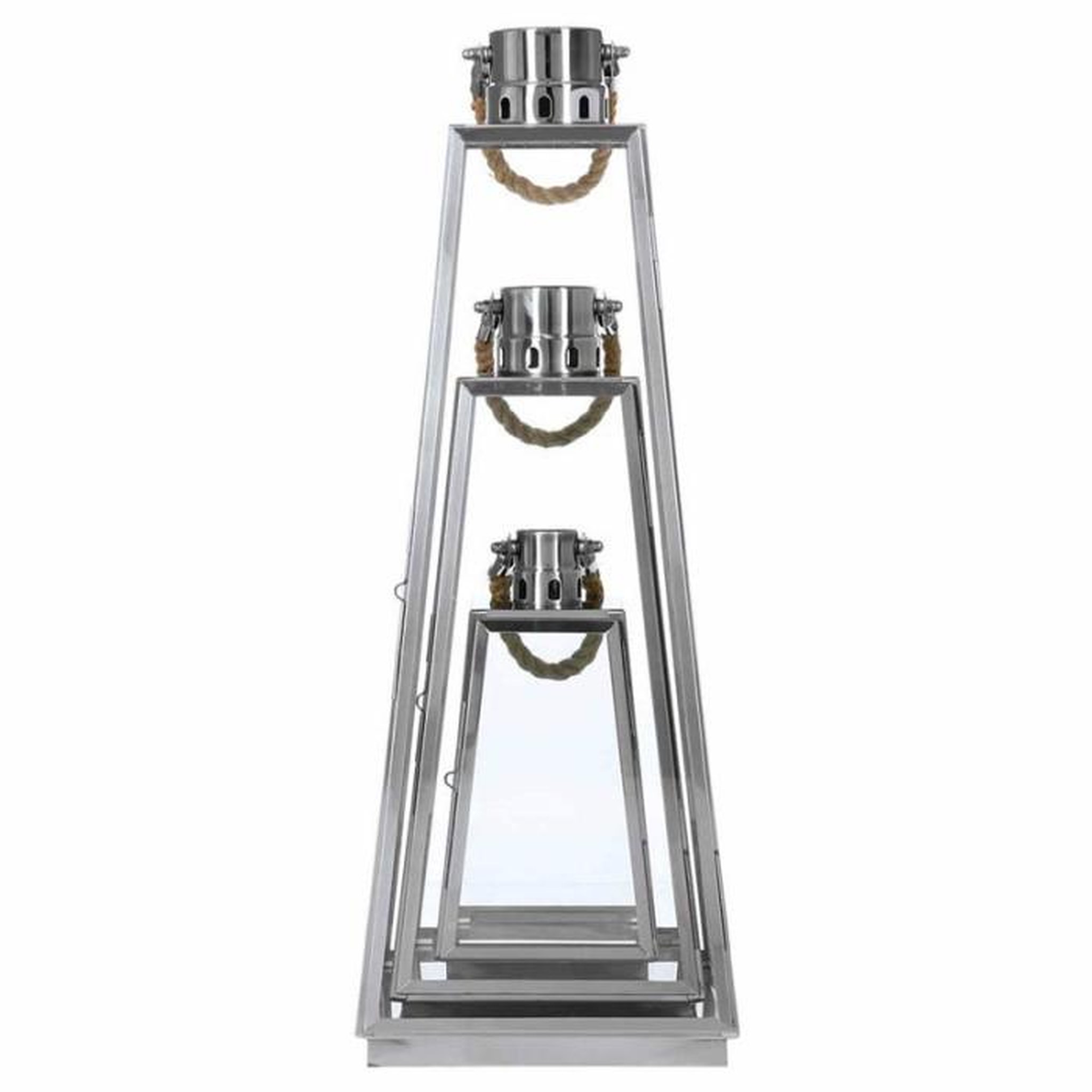 Voir la diapositive 6 : ATMOSPHERA Lot de 3 Lanternes Exterieur  Vérone  73cm Inox & Verre