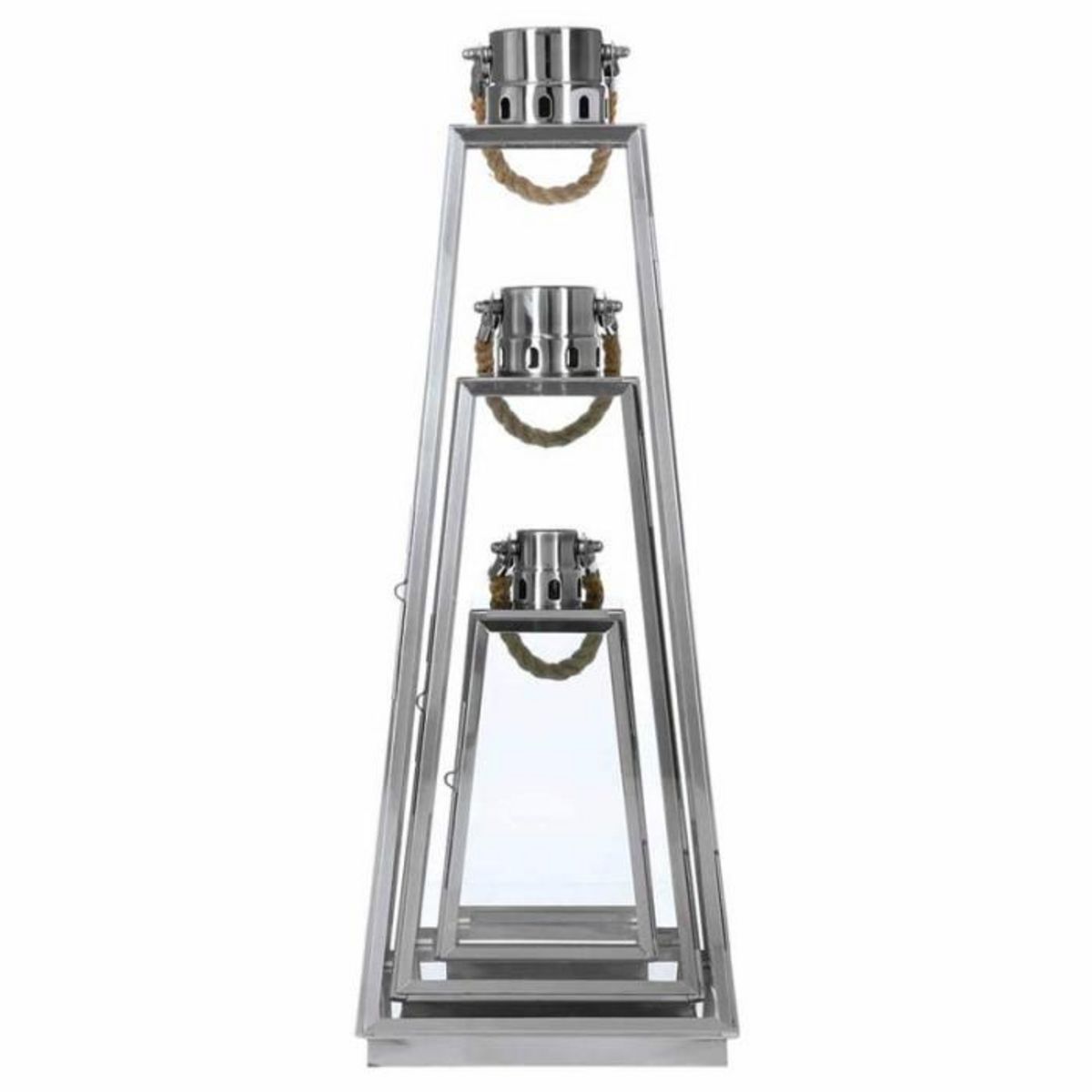 ATMOSPHERA Lot de 3 Lanternes Exterieur  Vérone  73cm Inox & Verre