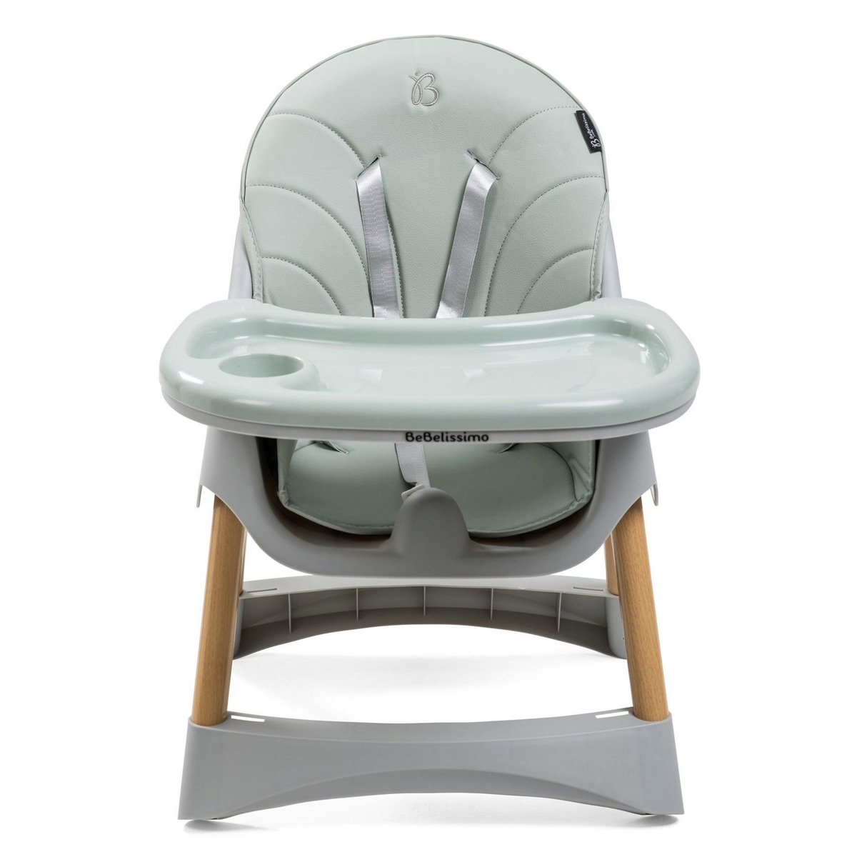 BEBELISSIMO Bebelissimo - Chaise haute 2 en 1 - Evolutive - Réglable - Pliable - vert -woodie