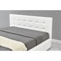 CONCEPT USINE Cadre de lit capitonnée blanc avec coffre de rangement intégré 160x200 cm NEWINGTON