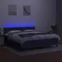 VIDAXL Sommier a lattes de lit avec matelas LED Bleu 180x200 cm Tissu
