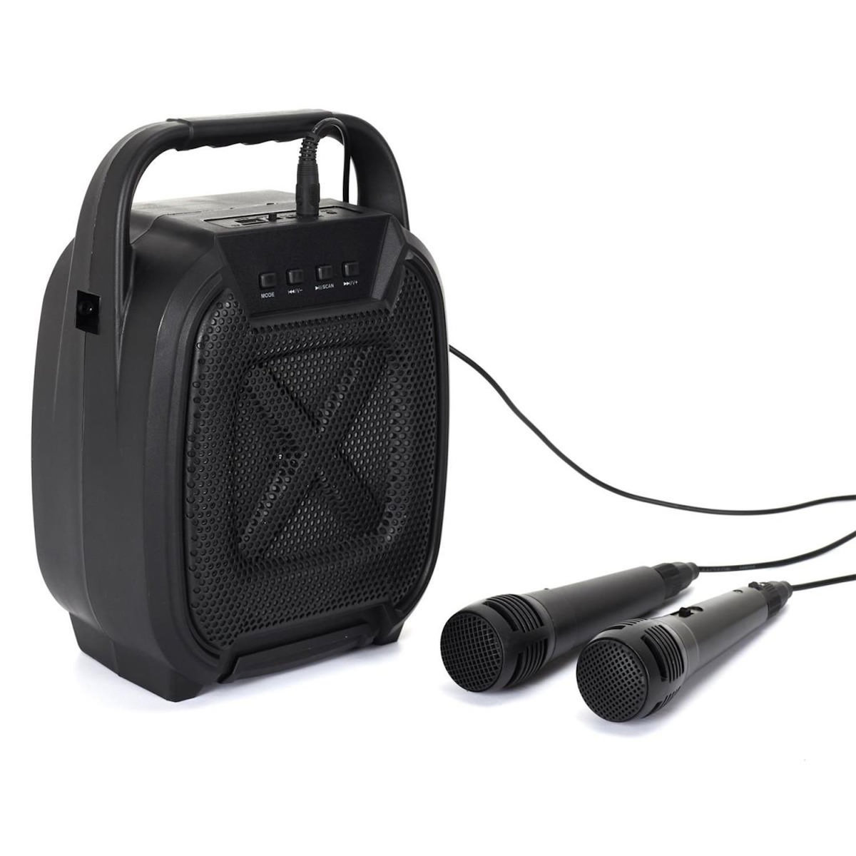 Paris Prix Enceinte Sans Fil  Karaoké & 2 Micros  26cm Noir