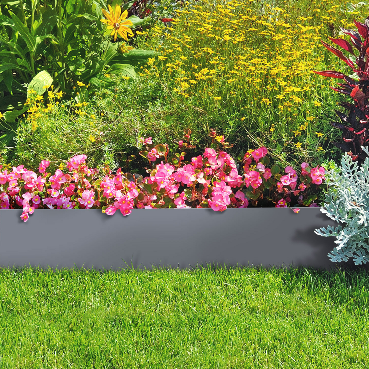 ID MARKET Bordurette de jardin x5 acier gris anthracite flexible L. 5 x H. 0.14 M