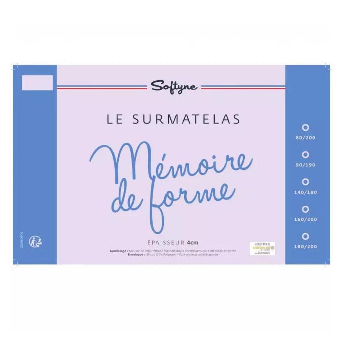 LESTRA Surmatelas Lestra  Fjord Essentiel  à mémoire de forme 90 x 190 cm