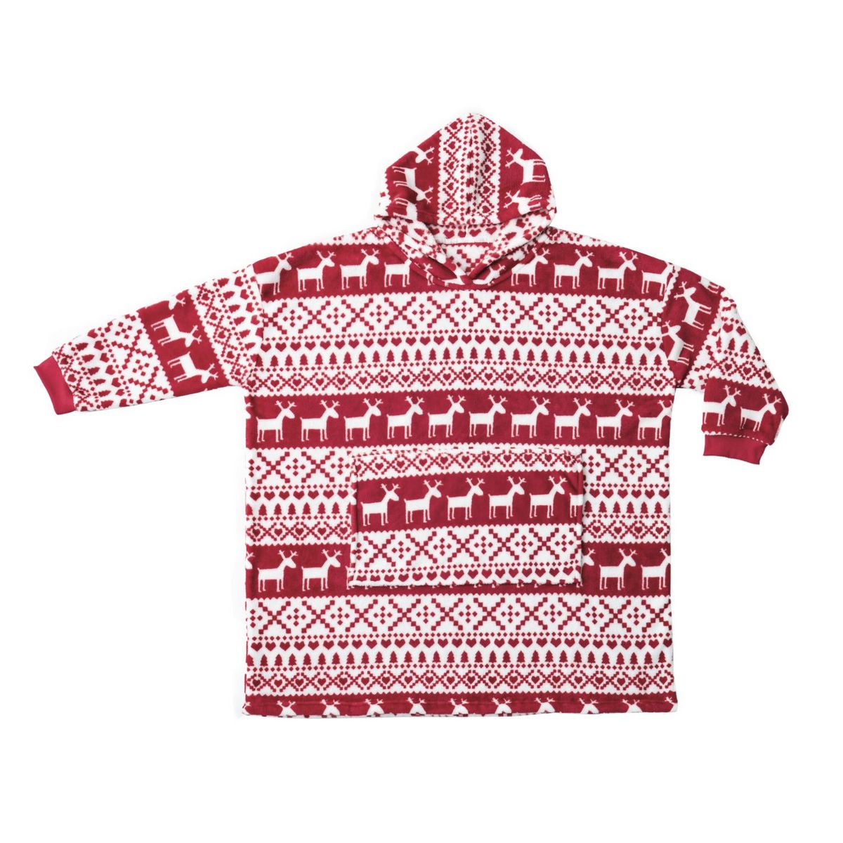 ACTUEL Poncho adulte double face flanelle/sherpa imprimé Noël