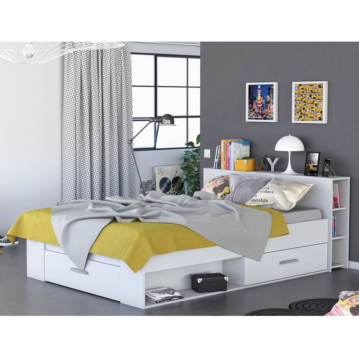 Lit adulte ILIAN, pour couchage 160x200cm