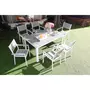 CONCEPT USINE Table de jardin et 6 fauteuils en aluminium gris et blanc SIDERNO