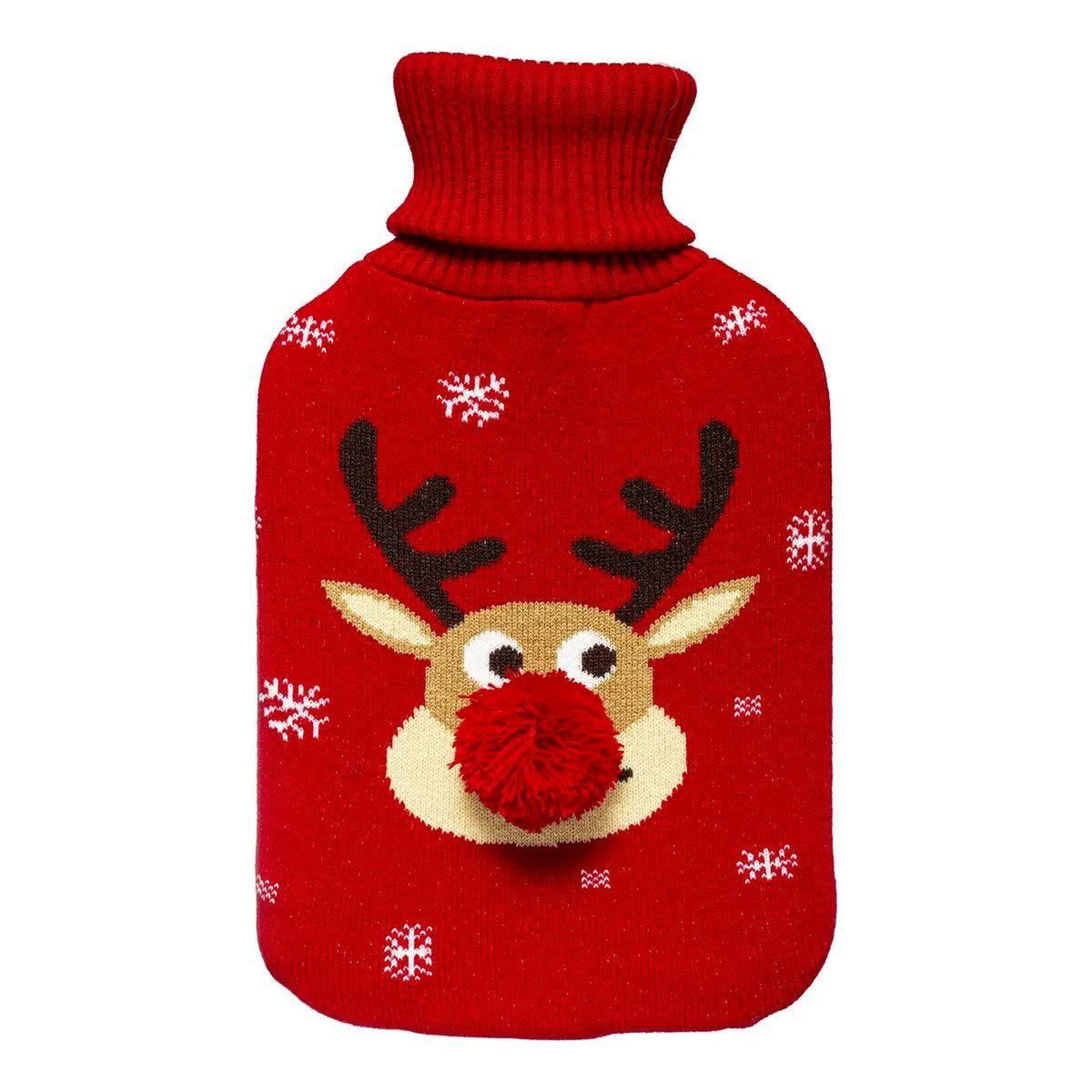 ATMOSPHERA Bouillotte de noël  tête de renne  32cm rouge