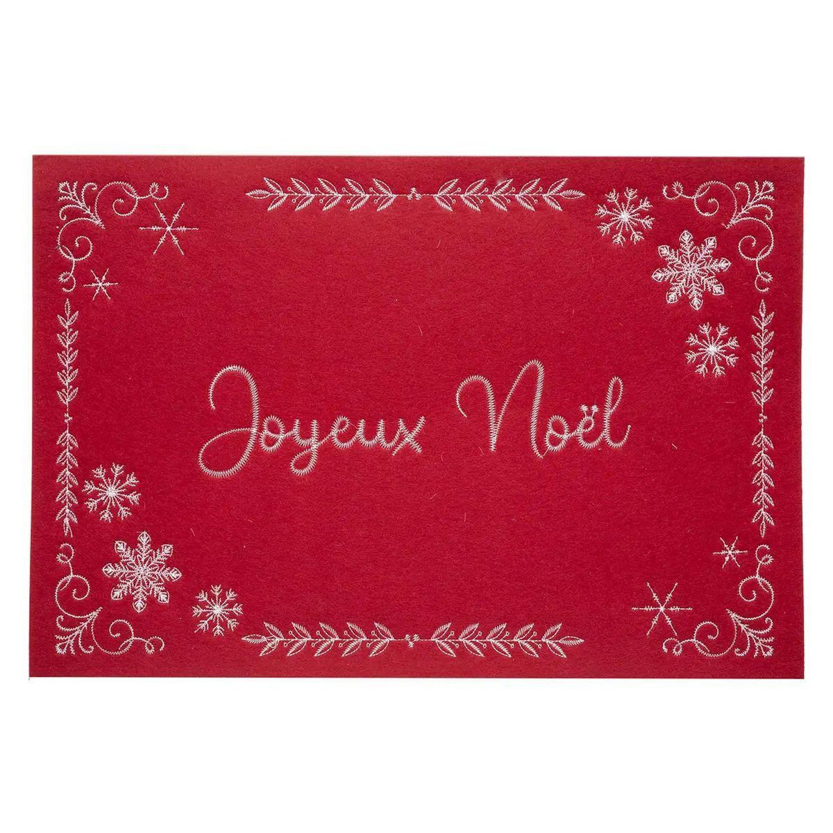 ATMOSPHERA Set de Table Feutrine  Joyeux Noël  30x45cm Rouge