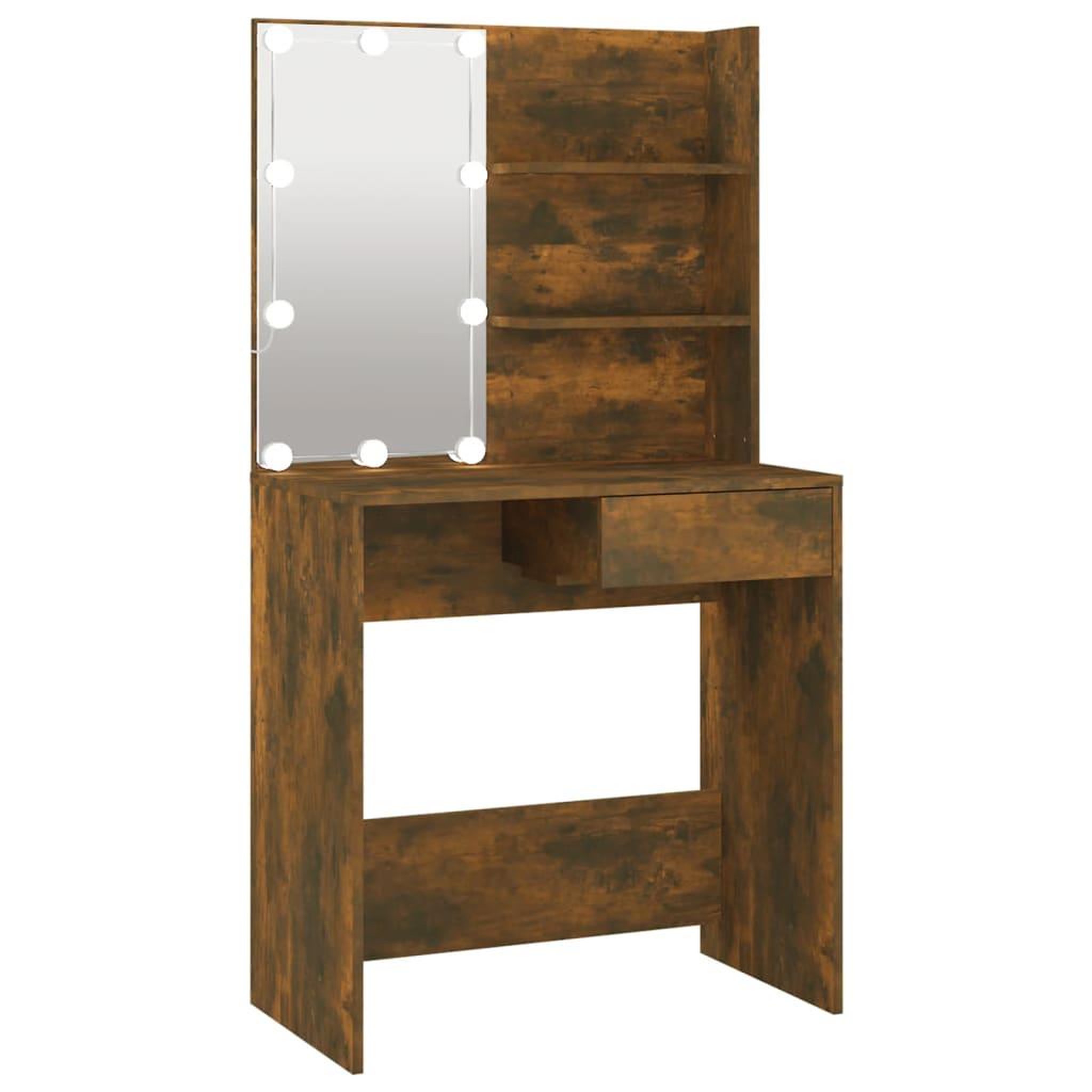 Voir la diapositive 2 : VIDAXL Coiffeuse avec LED Chene marron 74,5x40x141 cm