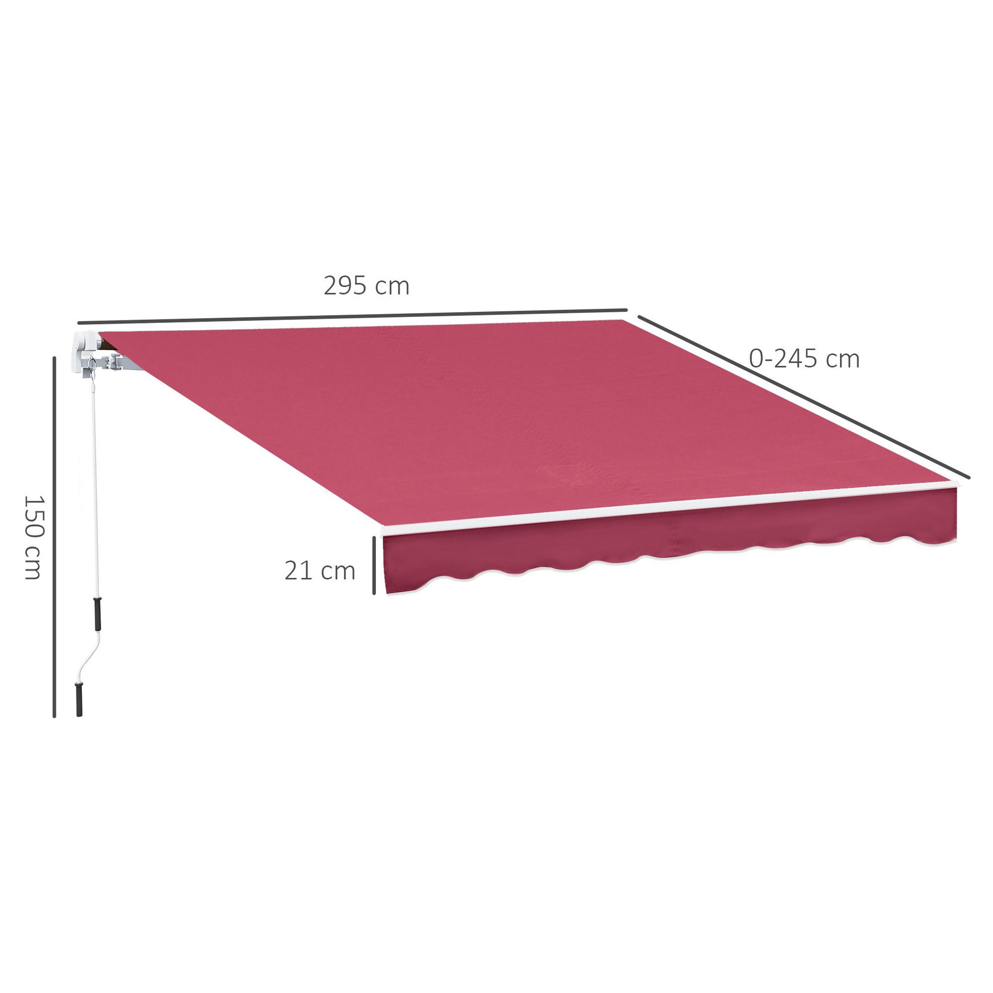 Voir la diapositive 3 : OUTSUNNY Store banne manuel rétractable aluminium polyester imperméabilisé 3L x 2,5l m rouge bordeaux