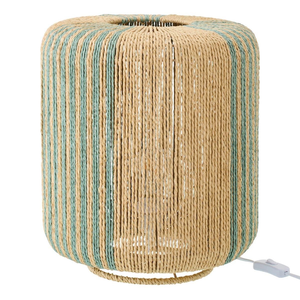 Paris Prix Lampe à Poser Corde  Chase  39cm Turquoise & Naturel