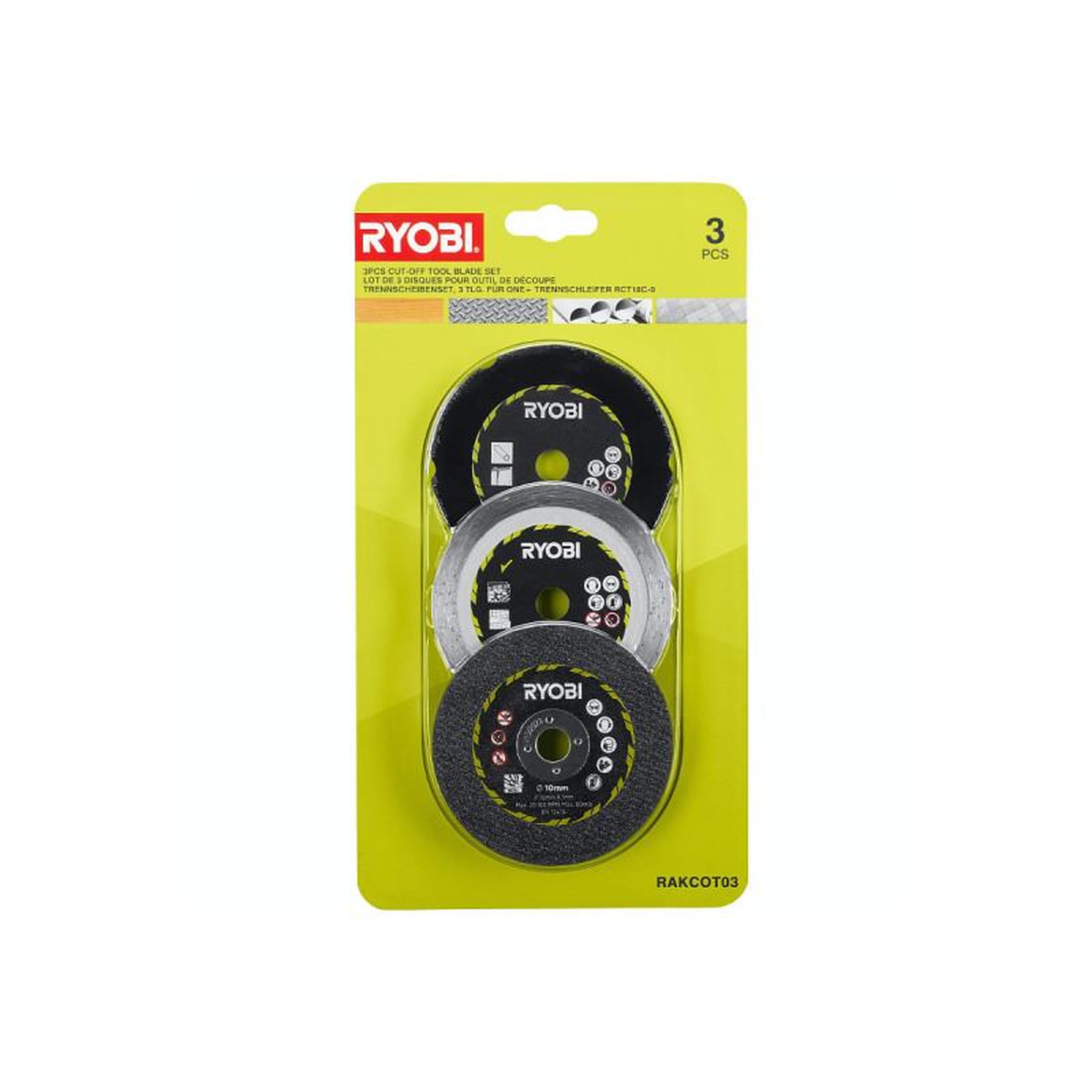 Voir la diapositive 2 : Ryobi Kit 3 disques pour meuleuse RYOBI - 76 mm - RAKCOT03