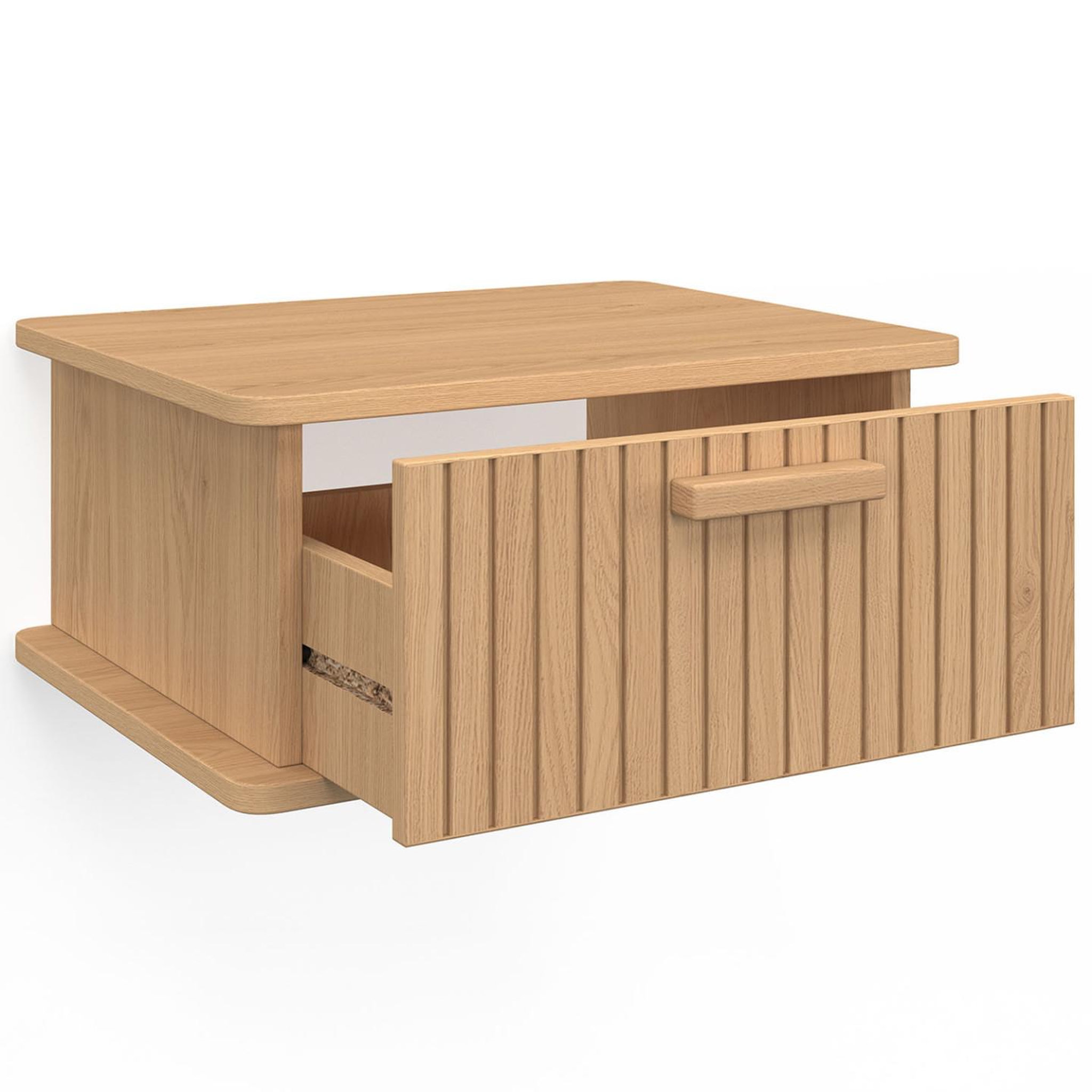 Voir la diapositive 6 : ID MARKET Lot de 2 tables de chevet murales juliette 1 tiroir étagère suspendue lattes tasseau bois
