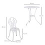 OUTSUNNY Ensemble salon de jardin 2 places 2 chaises + table ronde fonte d'aluminium imitation fer forgé blanc