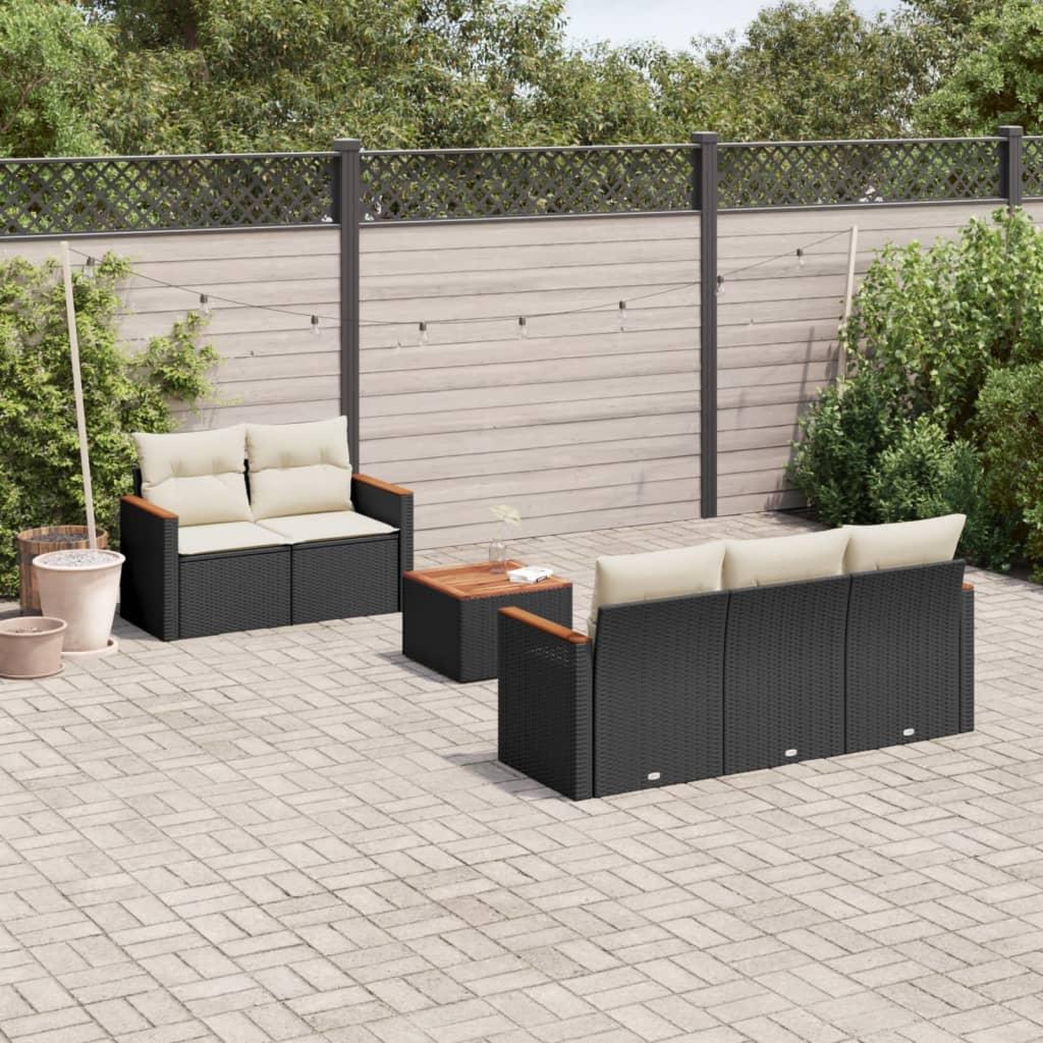 VIDAXL Salon de jardin 6 pcs avec coussins noir resine tressee