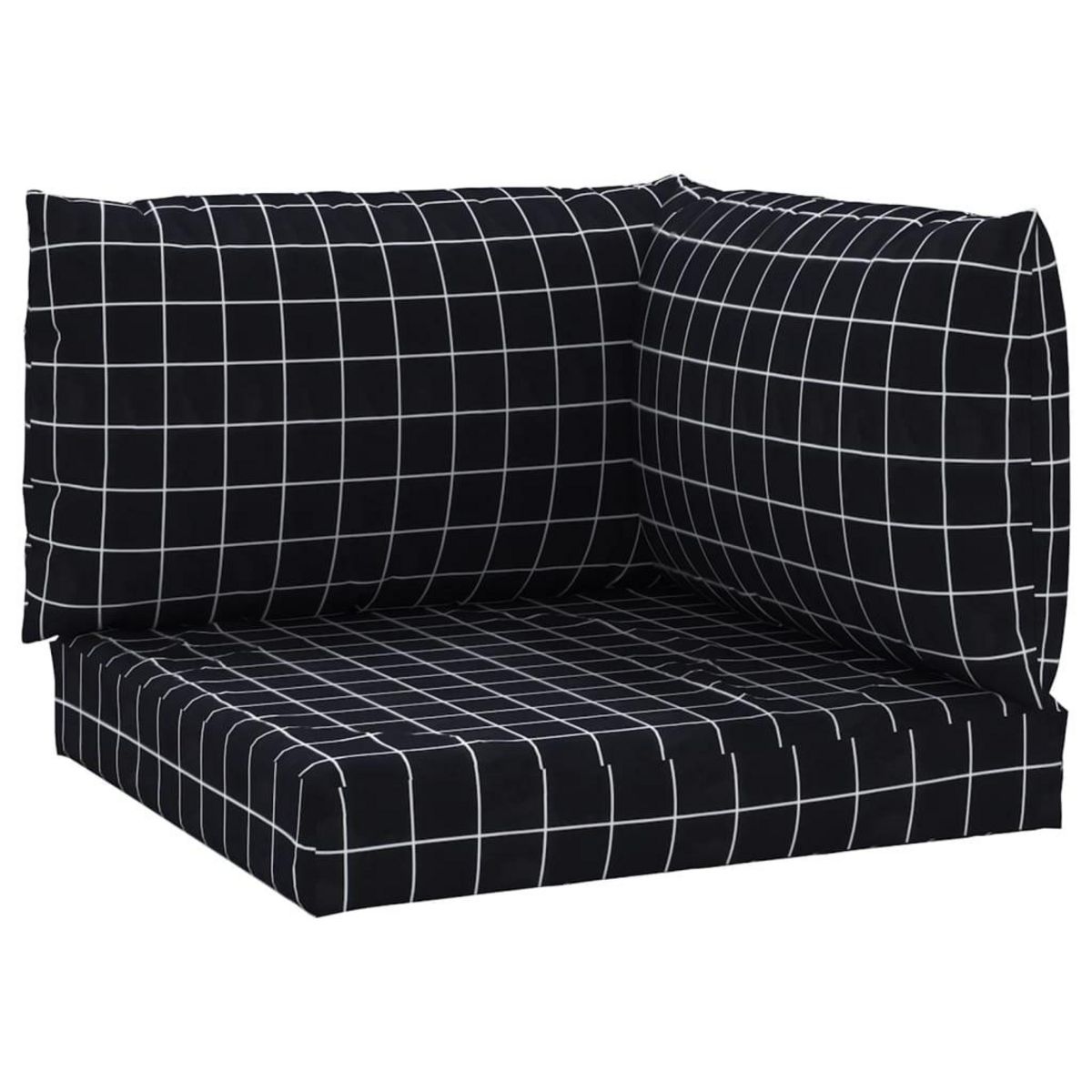 VIDAXL Coussins de palette lot de 3 motif a carreaux noir tissu Oxford