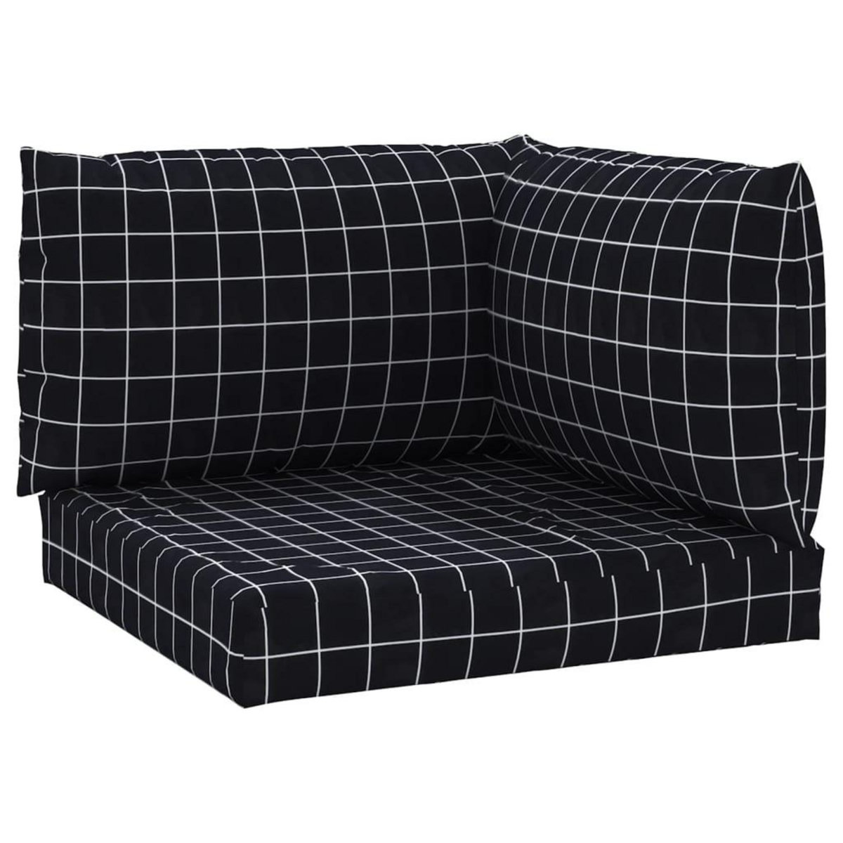 VIDAXL Coussins de palette lot de 3 motif a carreaux noir tissu Oxford