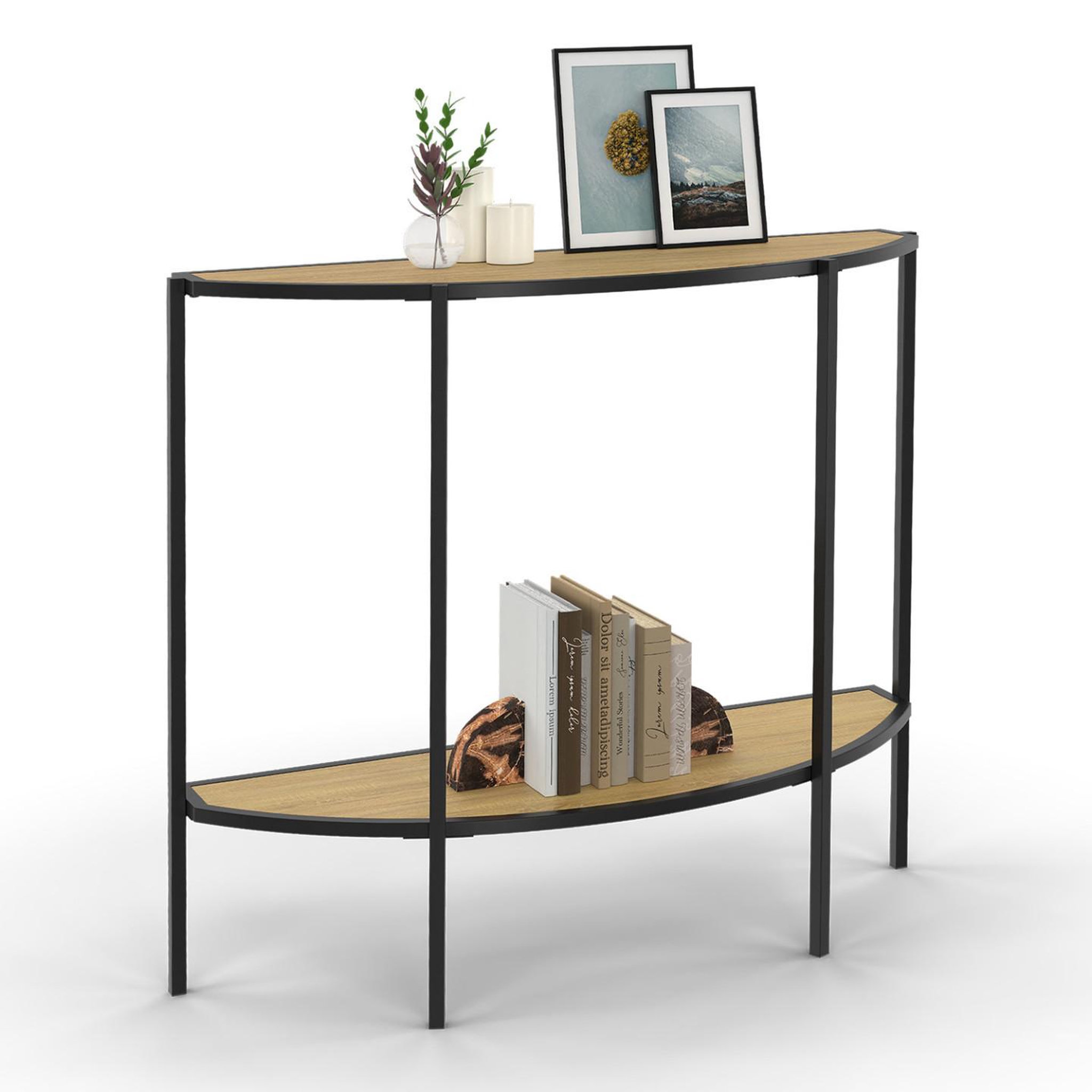 ID MARKET Console demi-lune detroit 1 étagère design industriel
