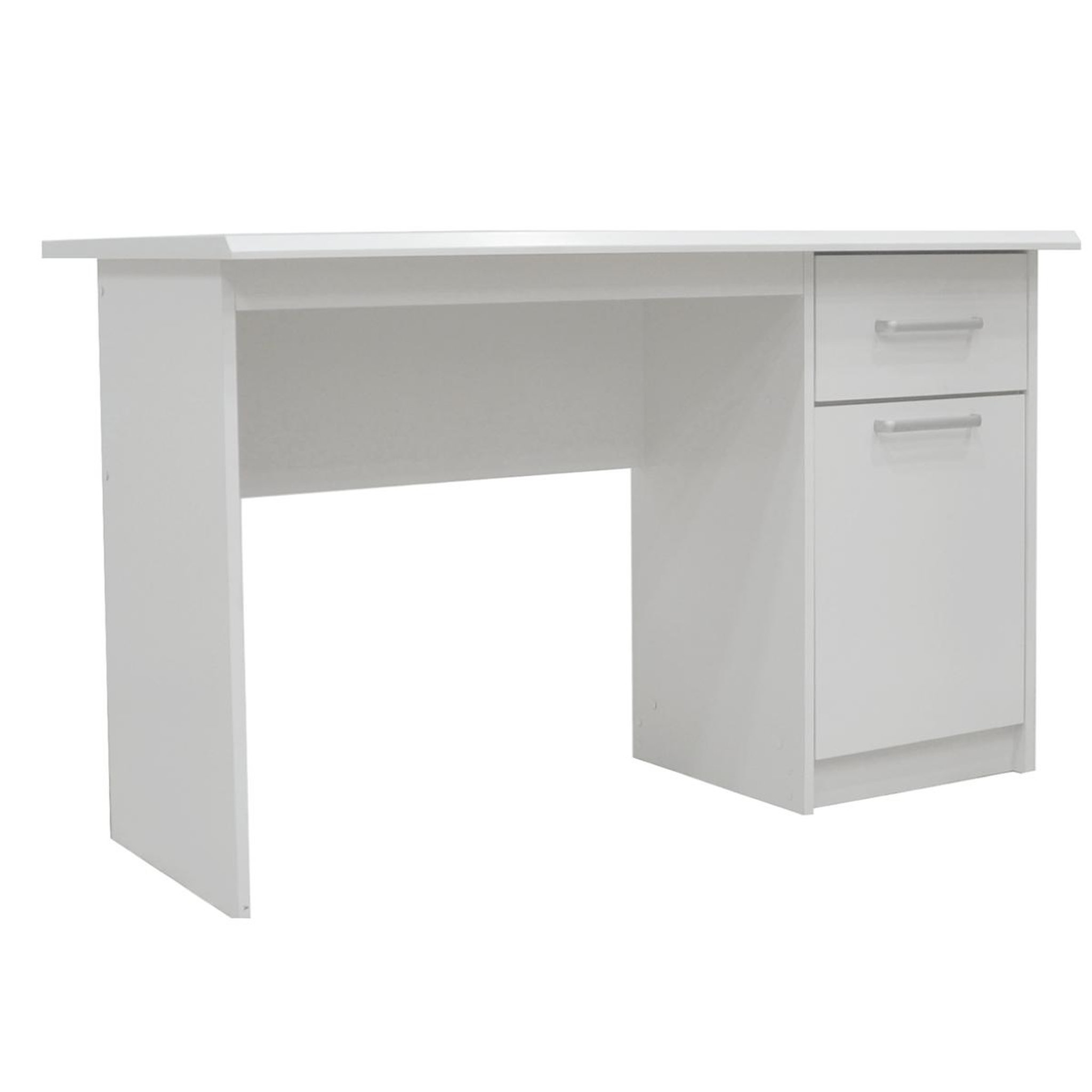 Voir la diapositive 3 : JLC KREATION Bureau moderne blanc 120cm 1 porte-3 tiroirs otara