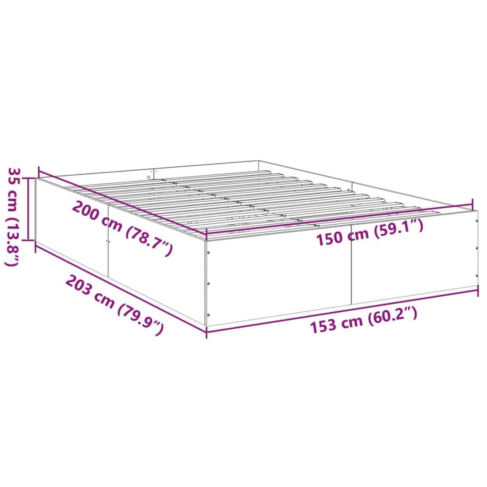 Voir la diapositive 6 : VIDAXL Cadre de lit sans matelas sonoma gris 150x200 cm