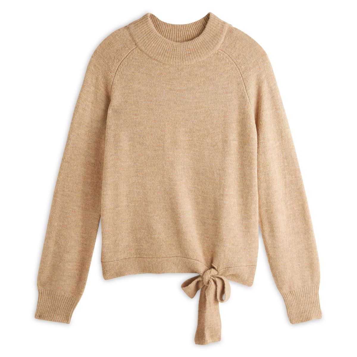 INEXTENSO Pull noué col montant beige femme