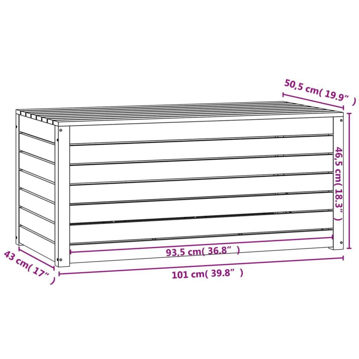 VIDAXL Boîte de jardin blanc 101x50,5x46,5 cm bois massif de pin