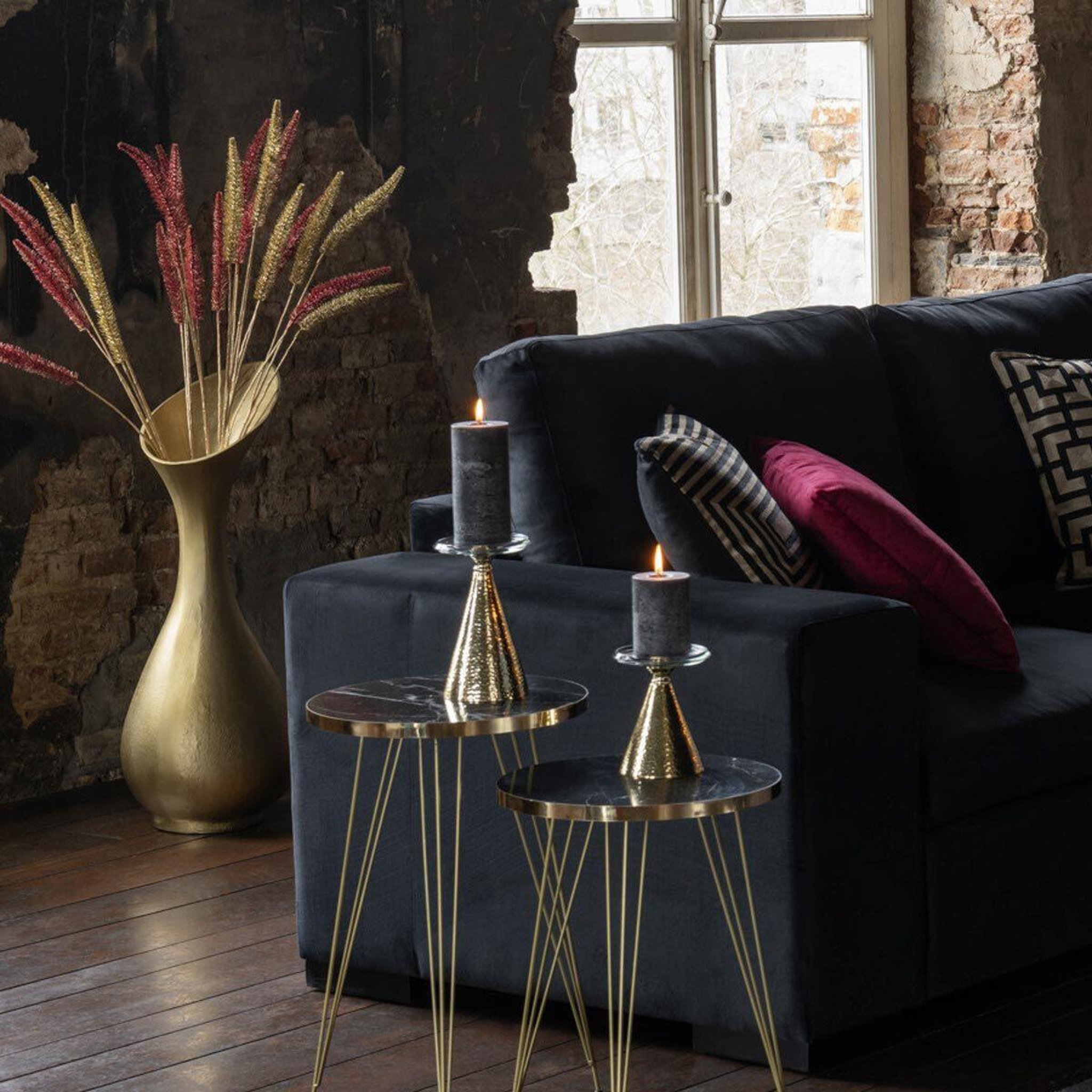 Voir la diapositive 3 : J-LINE Vase design en aluminium  olivia  77cm or