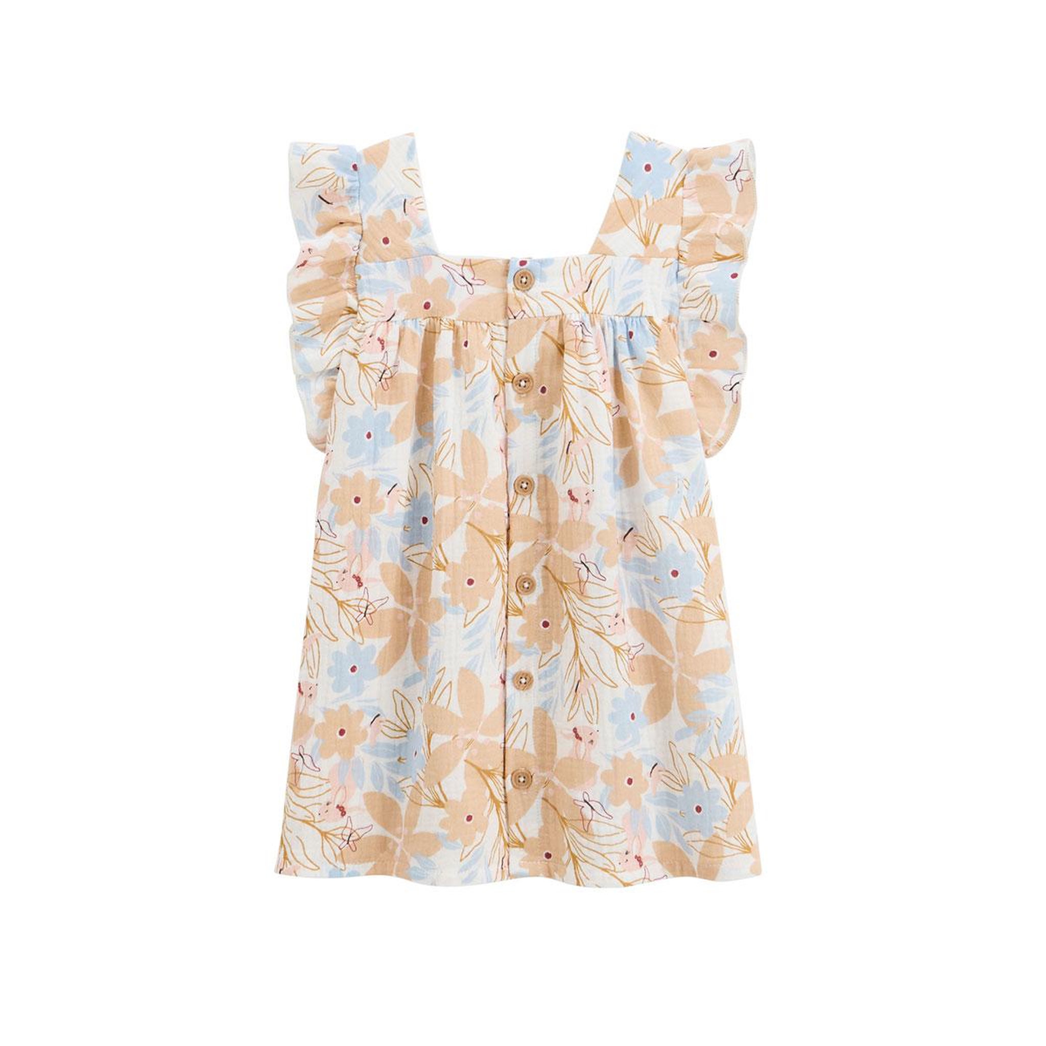 Voir la diapositive 2 : Petit Béguin Robe enfant en gaze de coton praline