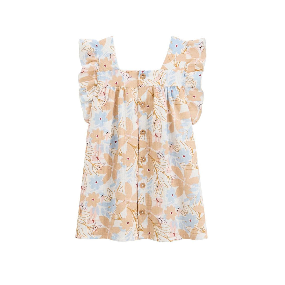 Petit Béguin Robe enfant en gaze de coton Praline