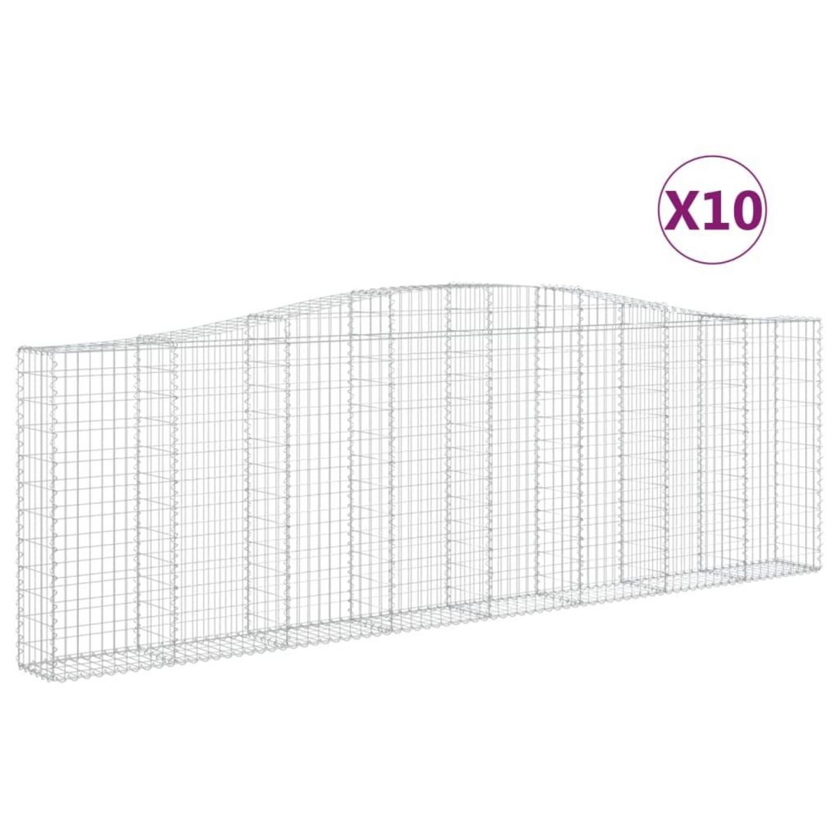 VIDAXL Paniers a gabions arques 10 pcs 400x30x120/140 cm Fer galvanise
